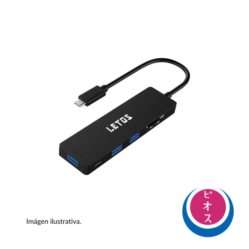 HUB TIPO C 3P USB 3.0 + LECTOR SD MIC SD LETOS