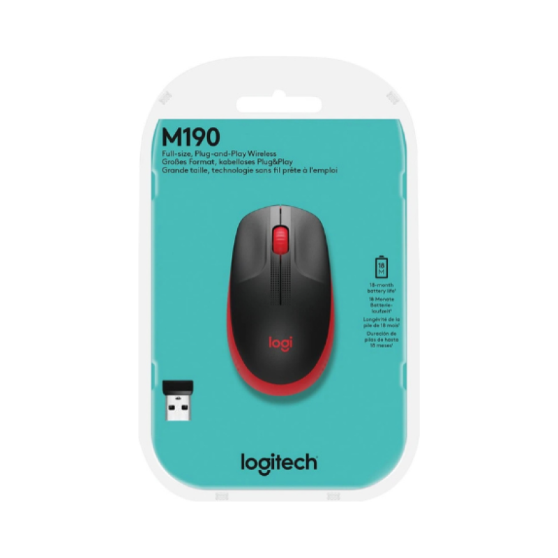 MOUSE LOGITECH M190 WIRELESS RED