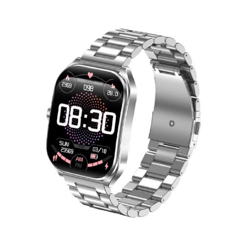 RELOJ NETMAK SMARTWATCH CURVO BT PLATEADO