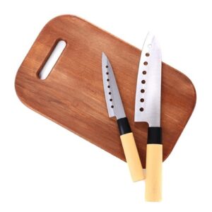 JUEGO DE CUCHILLOS Y TABLA DE MADERA